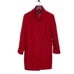 Cole Haan Stand Collar Wool Blend Melton Coat